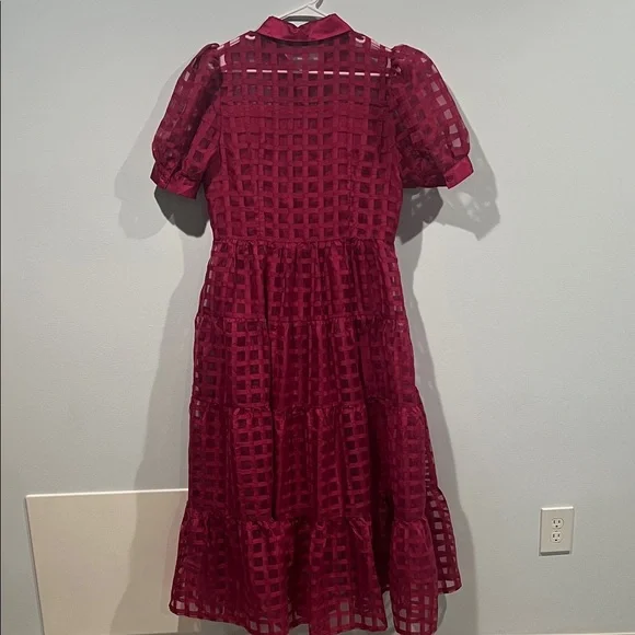 🍷 English Factory Gridded Organza Tiered Maxi Dress – Size L, NWOT 🍷 - Picture 7 of 14